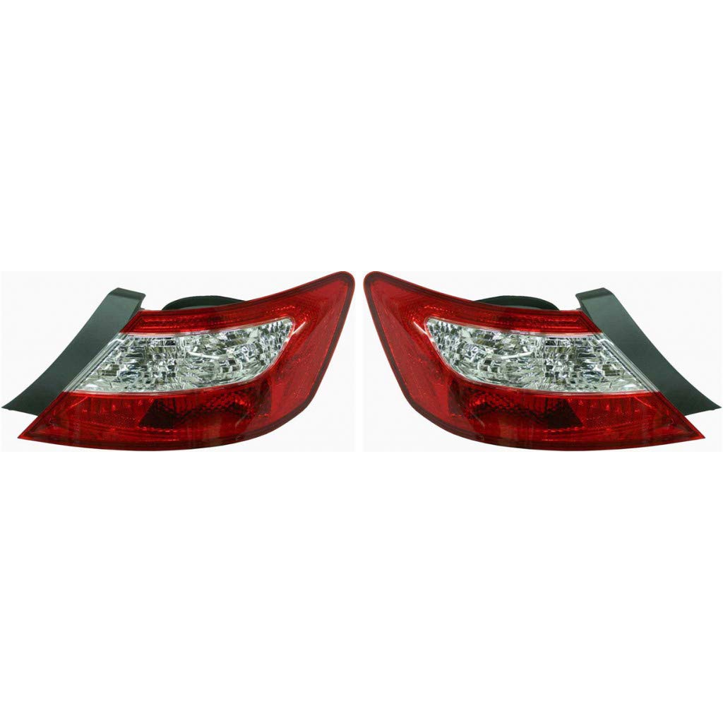 2009-2011 Honda Civic Coupe Rear Tail Lights Assembly Pair - Driver & Passenger Side (HO2818137 HO2819137 | 33551-SVA-A51 33501-SVA-A51) - Perfect for Replacement & Car Restoration Projects