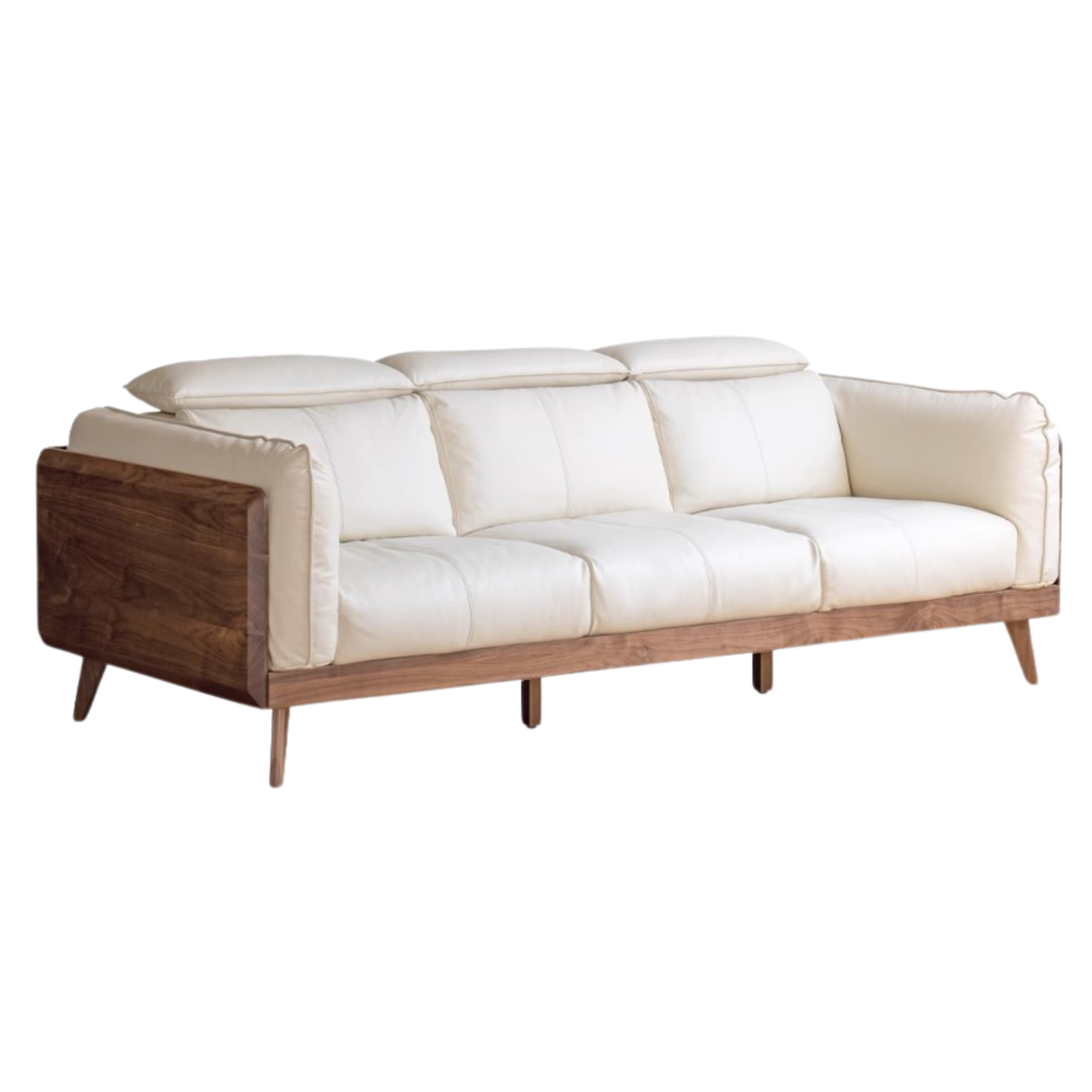104.3х42.5х33.4 inch / 265х108х85сm / coconut milk white color / Black Walnut three person seat