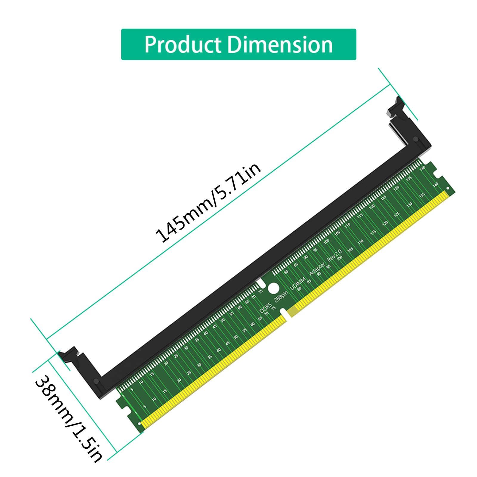 KASFDBMO DDR5 UDIMM 288-Pin Desktop Memory Module - High-Speed RAM for Gaming PCs & Workstations | Compatible with Motherboard Test Slots & Protection Adapters | Perfect for PC Builders, Tech Repairs & Memory Testing
