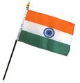 4x6 Inch India Miniature Desk Flag - Small Indian Stick Flags for Office Decor, School Projects & International Events