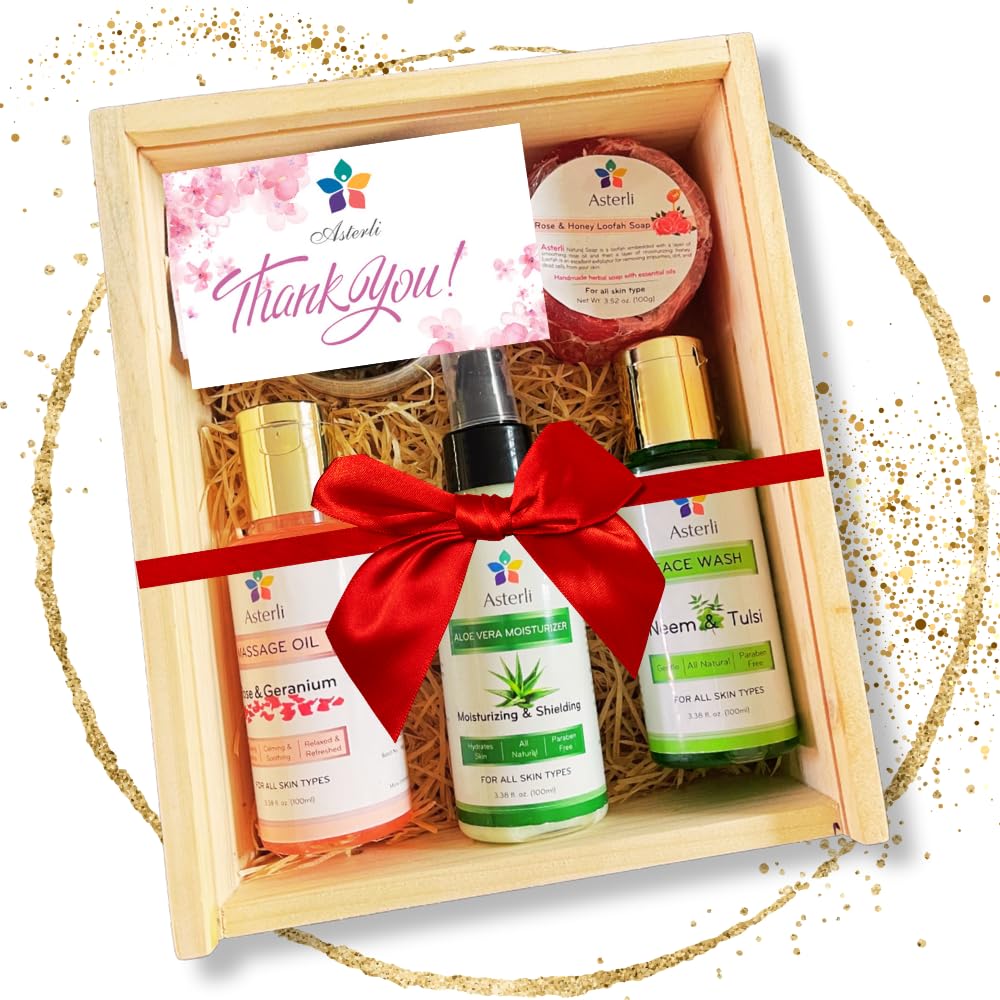 Natural 5-in-1 Self Care Skin Care Gift Set for Women - Moisturizing, Anti-Aging & Relaxing Spa Kit | Perfect Birthday, Valentine's Day & Anniversary Gift for Her | At-Home Spa Day, Pampering Self-Care Routine & Thoughtful Present for Wife, Mom & Friends