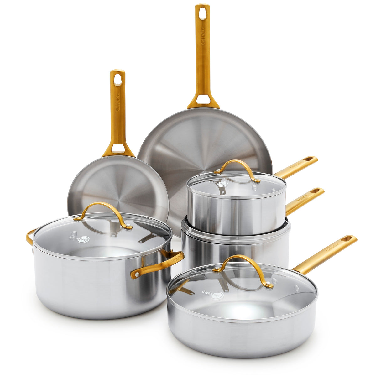 Premium 10-Piece Stainless Steel Cookware Set - Nonstick, Dishwasher Safe Pots & Pans for Professional Cooking - Perfect for Home Chefs, Restaurants & Gourmet Kitchens