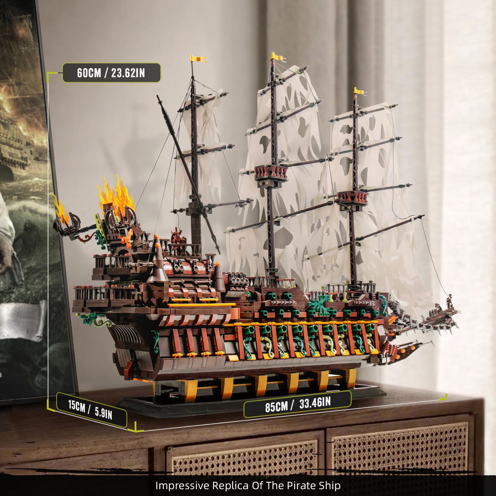 Mould King 13197 Pirate Ship Building Set - 4364 Piece MOC Flying Dutchman Model Boat, Advanced Construction Toy for Adults & Teens | Halloween Decor, Christmas Gift, Birthday Present, Collector's Item | Perfect for Home Display, Office Decoration & Model Ship Enthusiasts