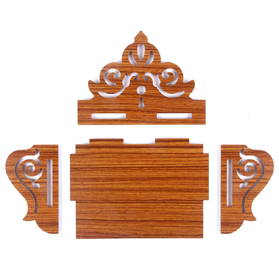 Handcrafted Wooden Plywood Mandir Pooja Room Temple - Elegant Home & Office Wall Hanging Decor (Brown, X-Large) for Meditation, Prayer & Spiritual Spaces - Model BTS003