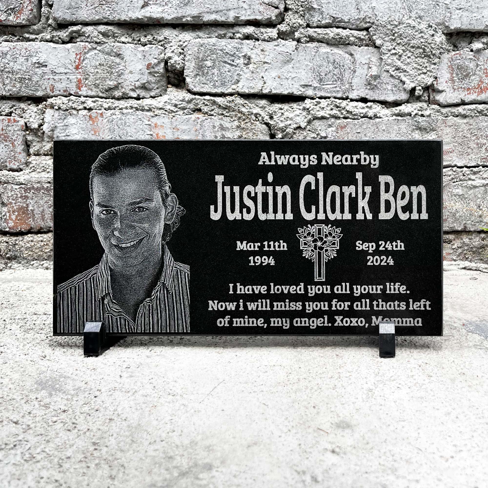Personalized Tombstones for Graves with Photo & Name - Custom Engraved Headstones & Grave Markers (16x8 inches / 40x20cm) - Perfect for Cemetery Memorials & Loved Ones' Final Resting Places