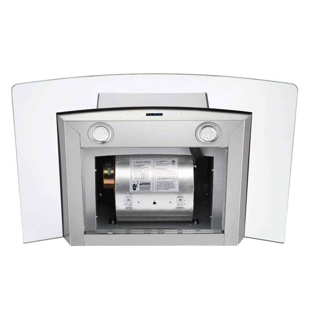 CAVALIERE 30 Inch Stainless Steel Wall Mount Range Hood - 324 CFM Powerful Kitchen Ventilation with Glass Canopy - Perfect for Modern Home Cooking & Grilling