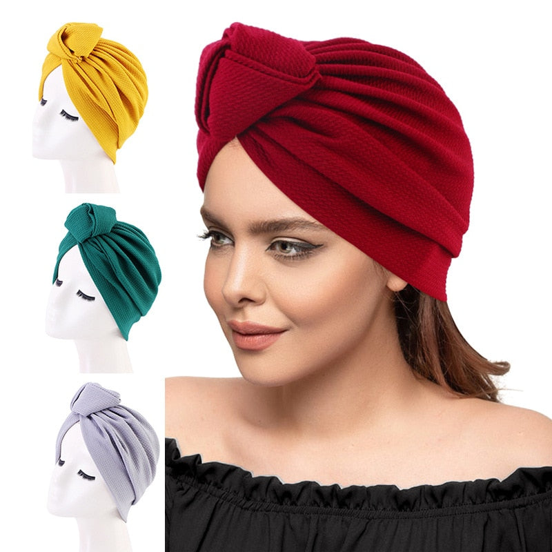 Women's Knotted Turban Bonnet Head Wrap - Stylish Hair Accessory for Sleep, Workout & Fashion - Soft & Comfortable Headwear for Women