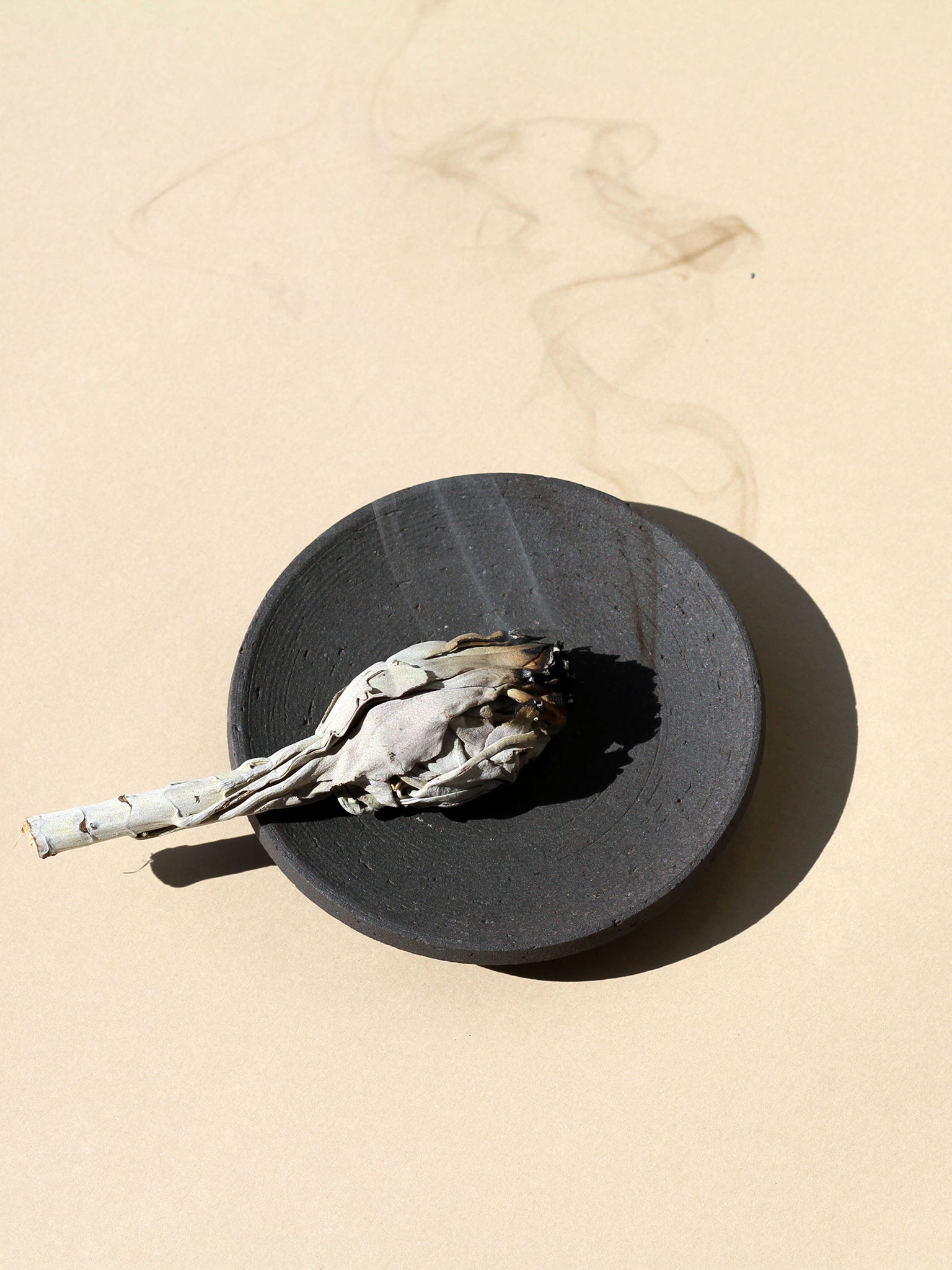 Ume Collection Stoneware Smudging Dish - Raw Black Ceramic Bowl for Sage Burning, Incense & Meditation - Perfect for Yoga, Spiritual Cleansing & Home Decor