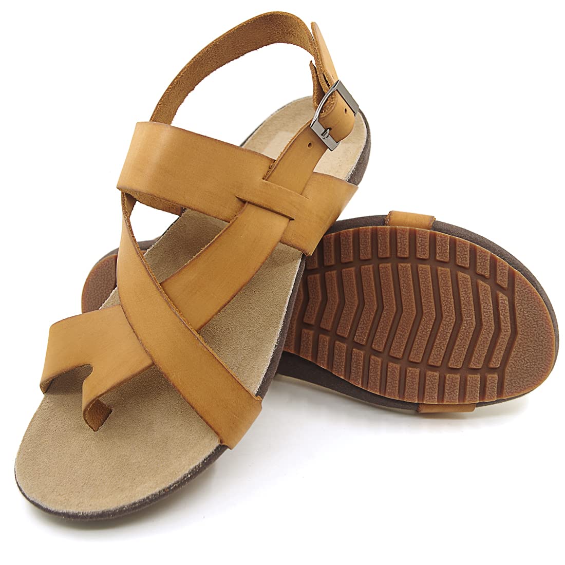 **Men's Genuine Leather Sandals - Adjustable Strap Outdoor Sandals for Hiking, Walking & Travel - GM202**