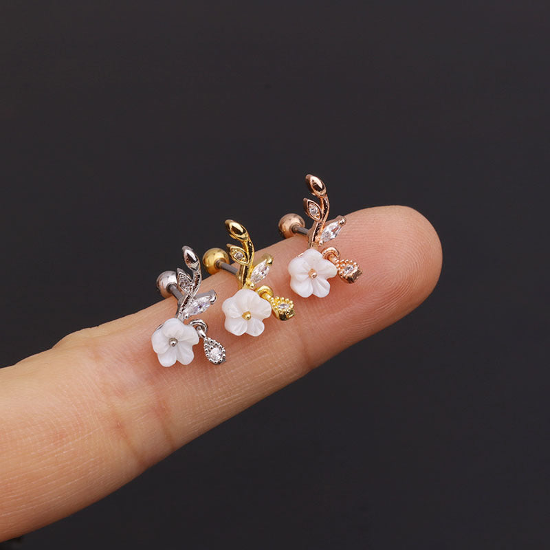 20G Cartilage Flower Stud Earrings with Pearl Accents - Dainty Floral Ear Jewelry for Women | Perfect for Everyday Wear, Parties & Special Occasions