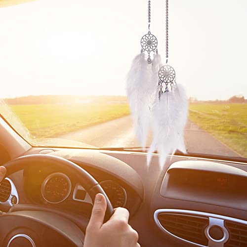Handmade Zcargel Feather Dream Catcher Pendant - Boho Car Rearview Mirror Decor, Creative Grid Design for Home & Car Accessories | Perfect for Gifts, Meditation Spaces & Road Trip Vibes