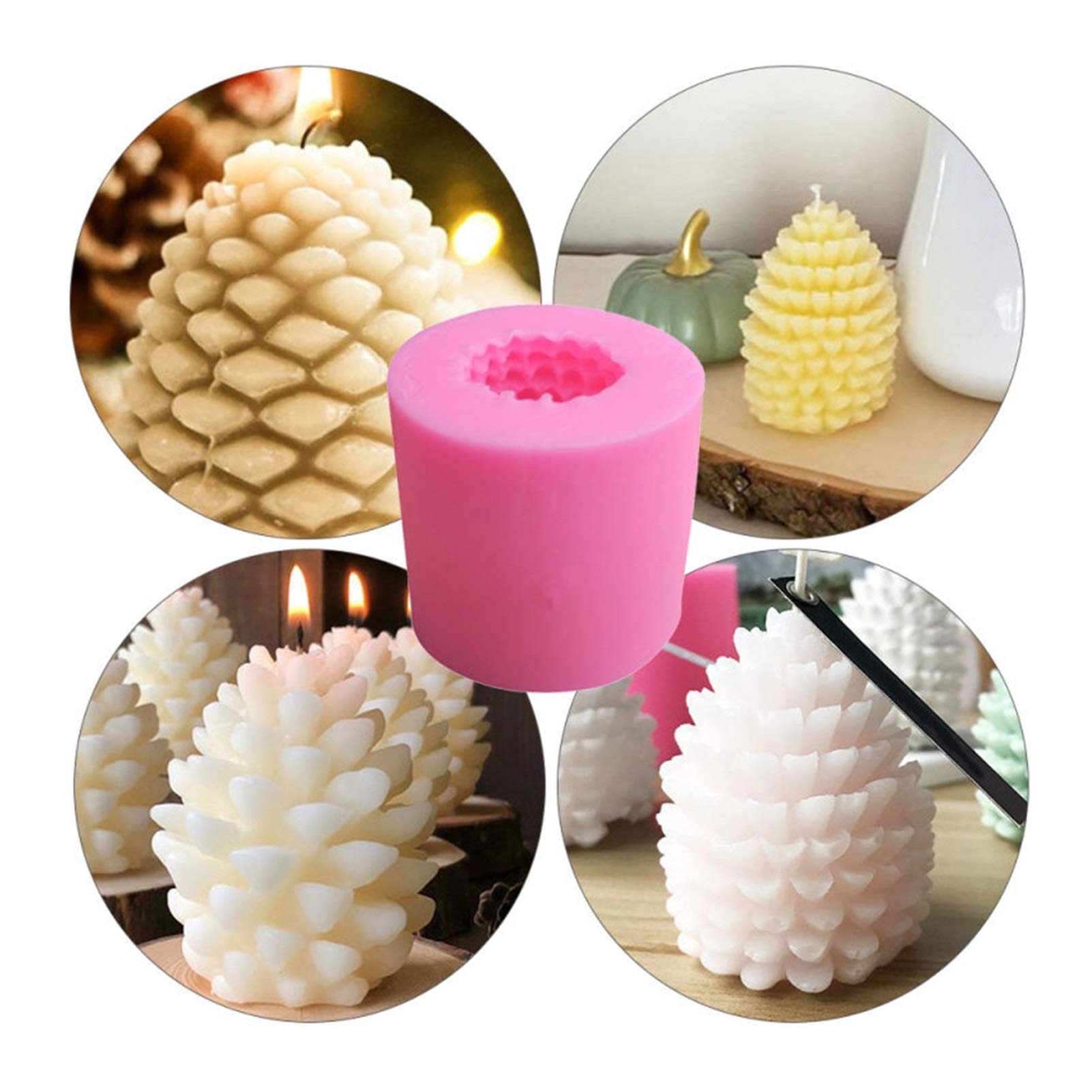 3D Pine Cone Silicone Candle Mold for DIY Handmade Aromatherapy Candles - Beeswax Candle Making Kit for Home Decor, Gifts & Relaxation