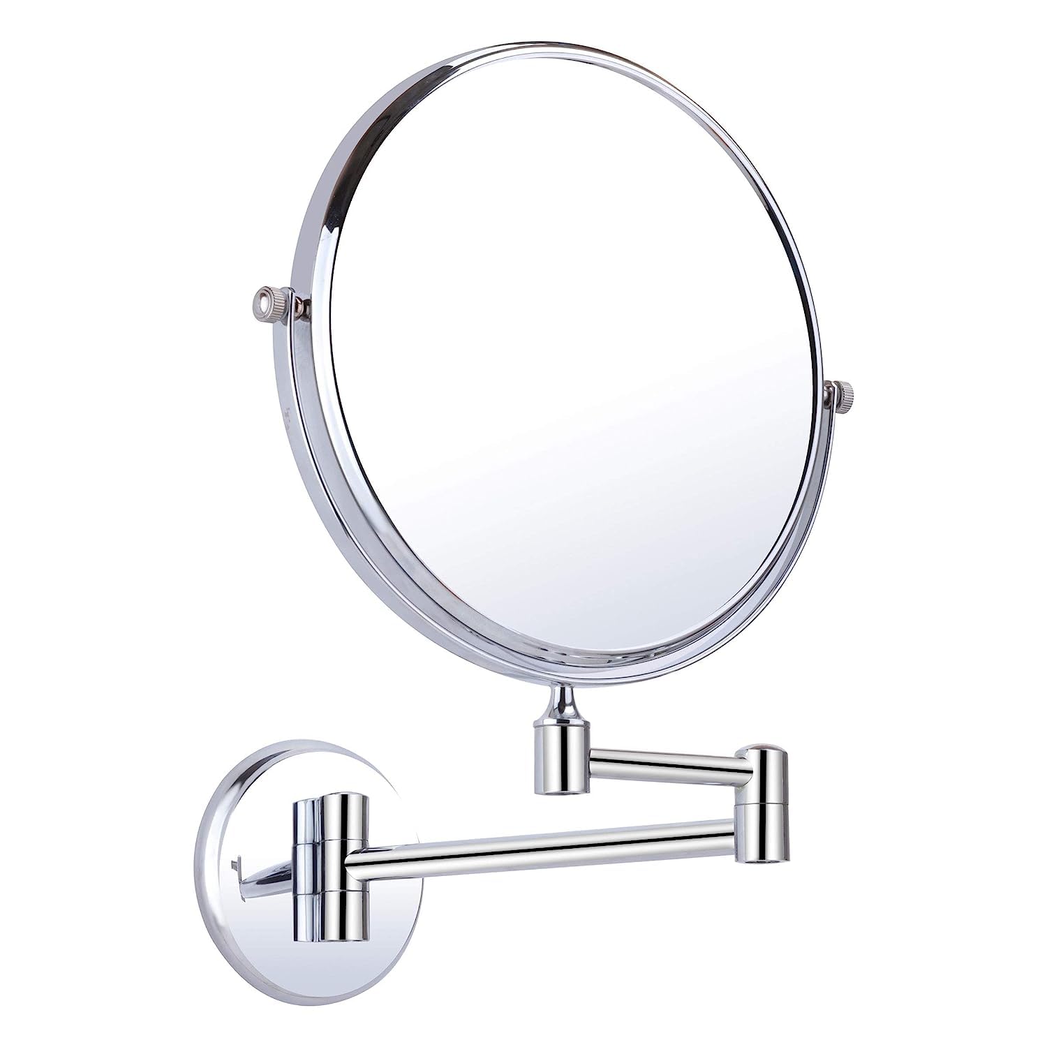 USF Bathroom Makeup Mirror with 5X Magnifying Glass - Adjustable Wall Mounted Shaving Mirror for Vanity, Cosmetic Application & Grooming (Silver Round Frame) - Perfect for Bathrooms, Dressing Rooms & Bedrooms