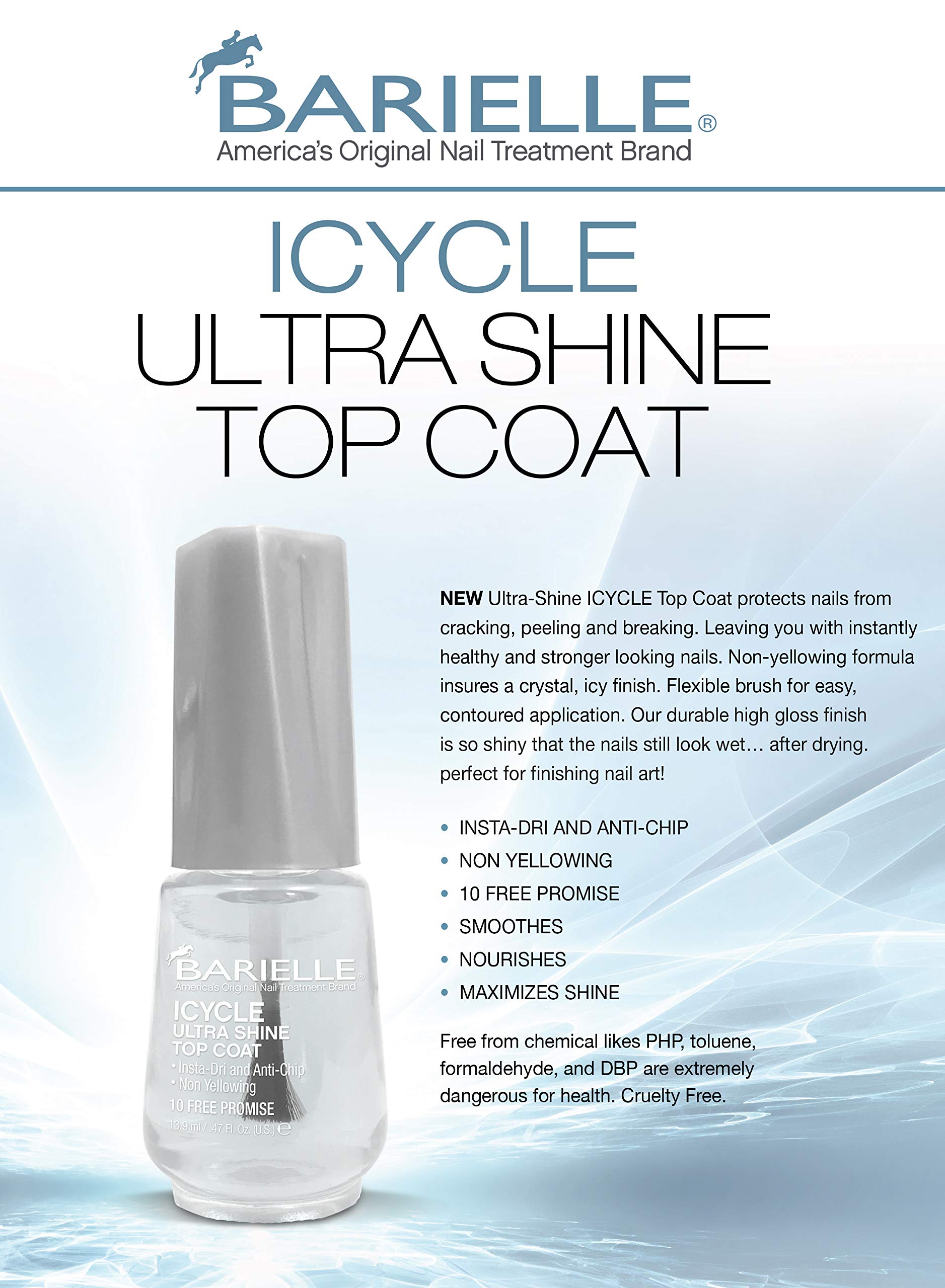 BARIELLE ICYCLE Ultra Shine Quick Dry Top Coat Nail Polish - Salon Quality High Gloss Finish for Long-Lasting Manicures | Perfect for Daily Wear, Special Occasions & Professional Nail Salons