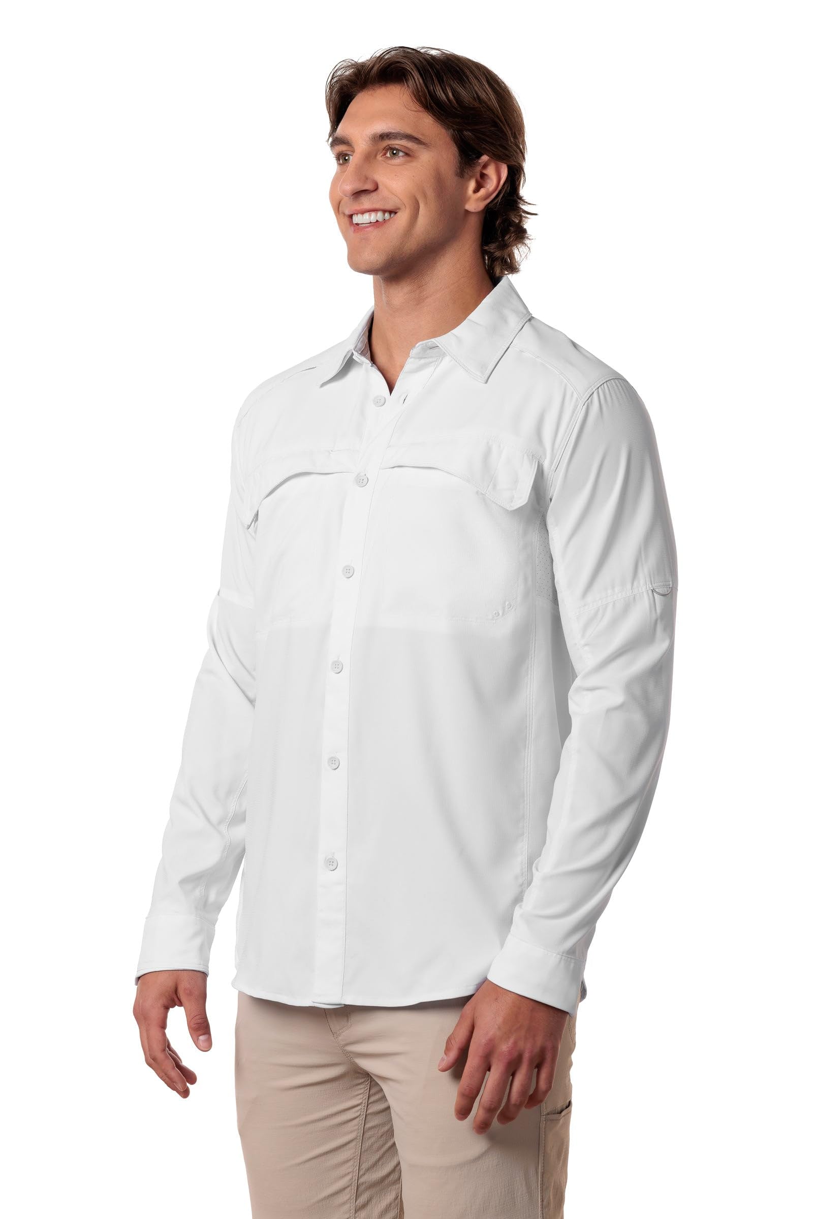 Coolibar UPF 50+ Men's Nassau Fishing Shirt - Sun Protective Long Sleeve Shirt for Outdoor Activities, Fishing, Hiking & Beach Wear