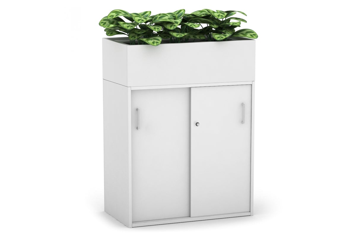 Uniform Medium Credenza with Planter Box - 800W x 1125H x 428D - Modern Storage Cabinet for Living Room, Bedroom or Office - Perfect for Home Organization and Indoor Plant Display