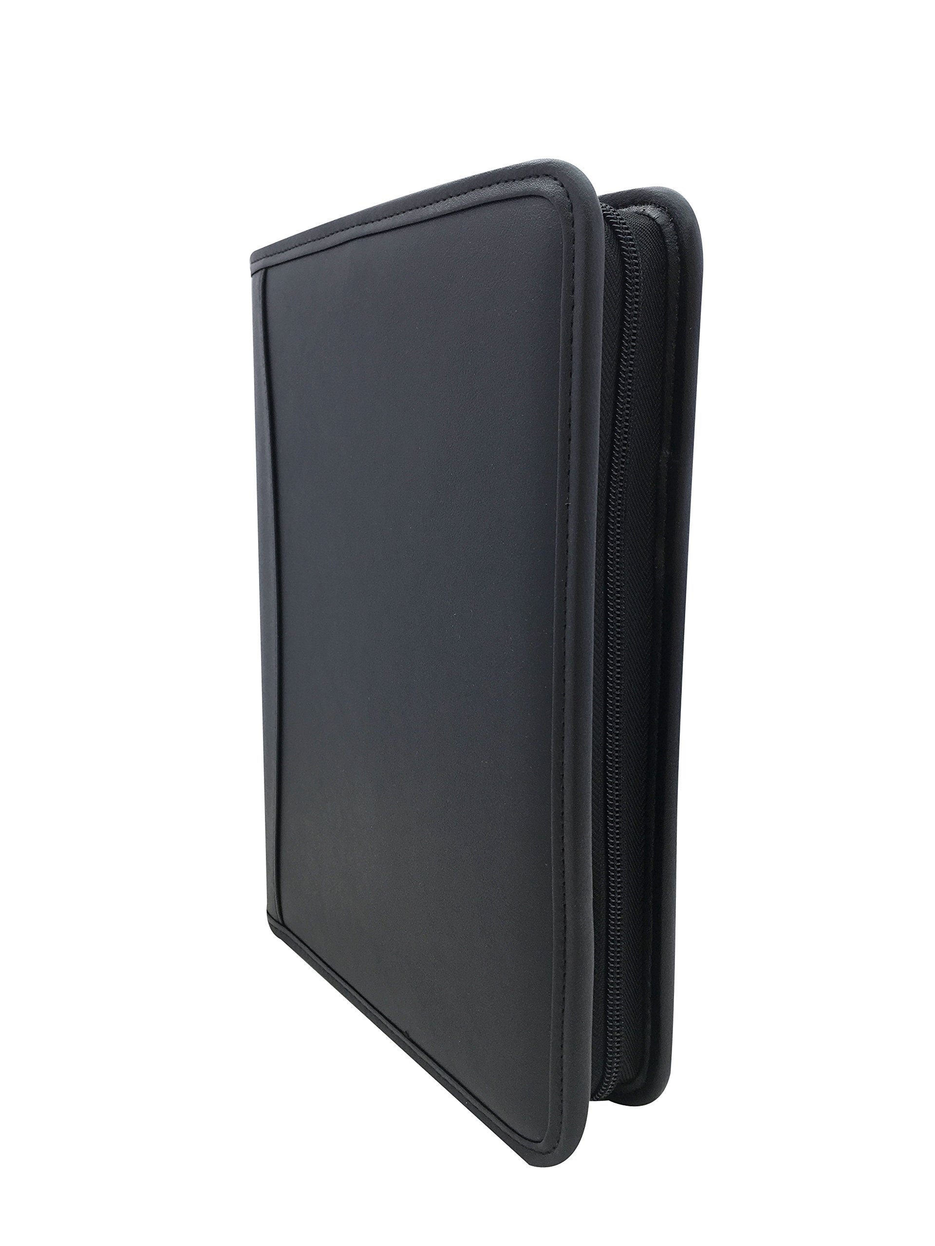 Compact Black Zipper Padfolio with Notepad - 10.8