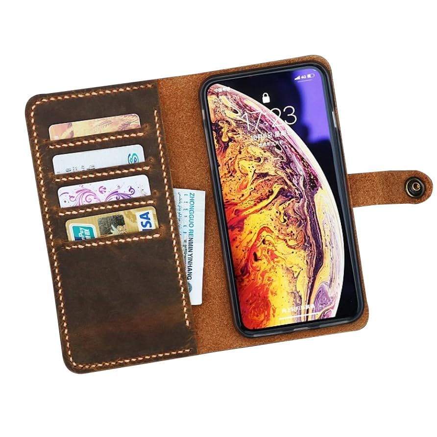 Personalized Distressed Leather Wristlet Wallet Case for iPhone 16 15 14 13 12 Pro Max & Plus - Slim RFID Blocking Phone Cover with Card Slots - Perfect for Travel, Shopping & Everyday Use