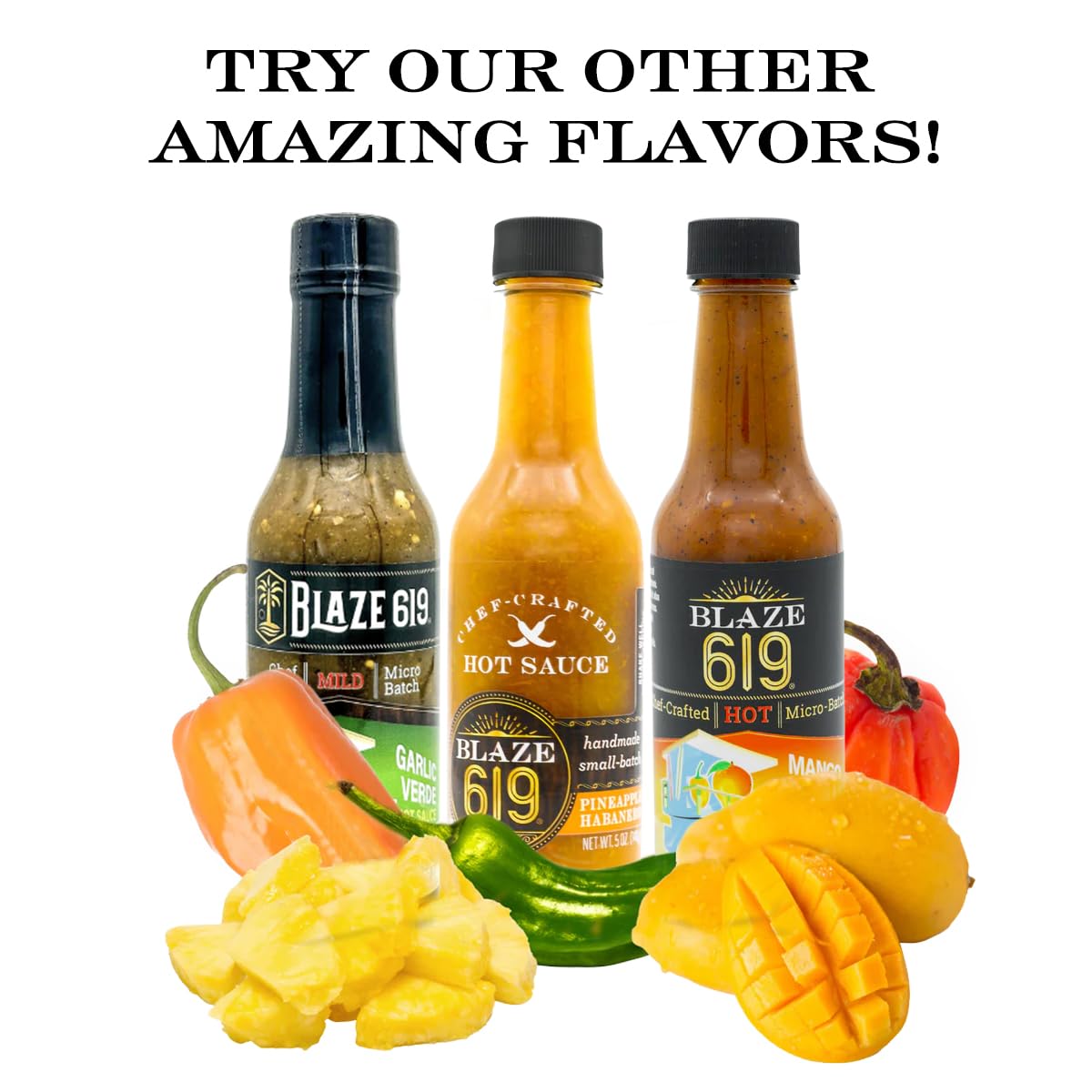 Blaze 619 Garlic Verde Hot Sauce - Mild Spicy, Handcrafted, All-Natural, Gluten-Free, Sugar-Free, Low Sodium (5 oz) - Perfect for Tacos, Burritos & Grilled Meats