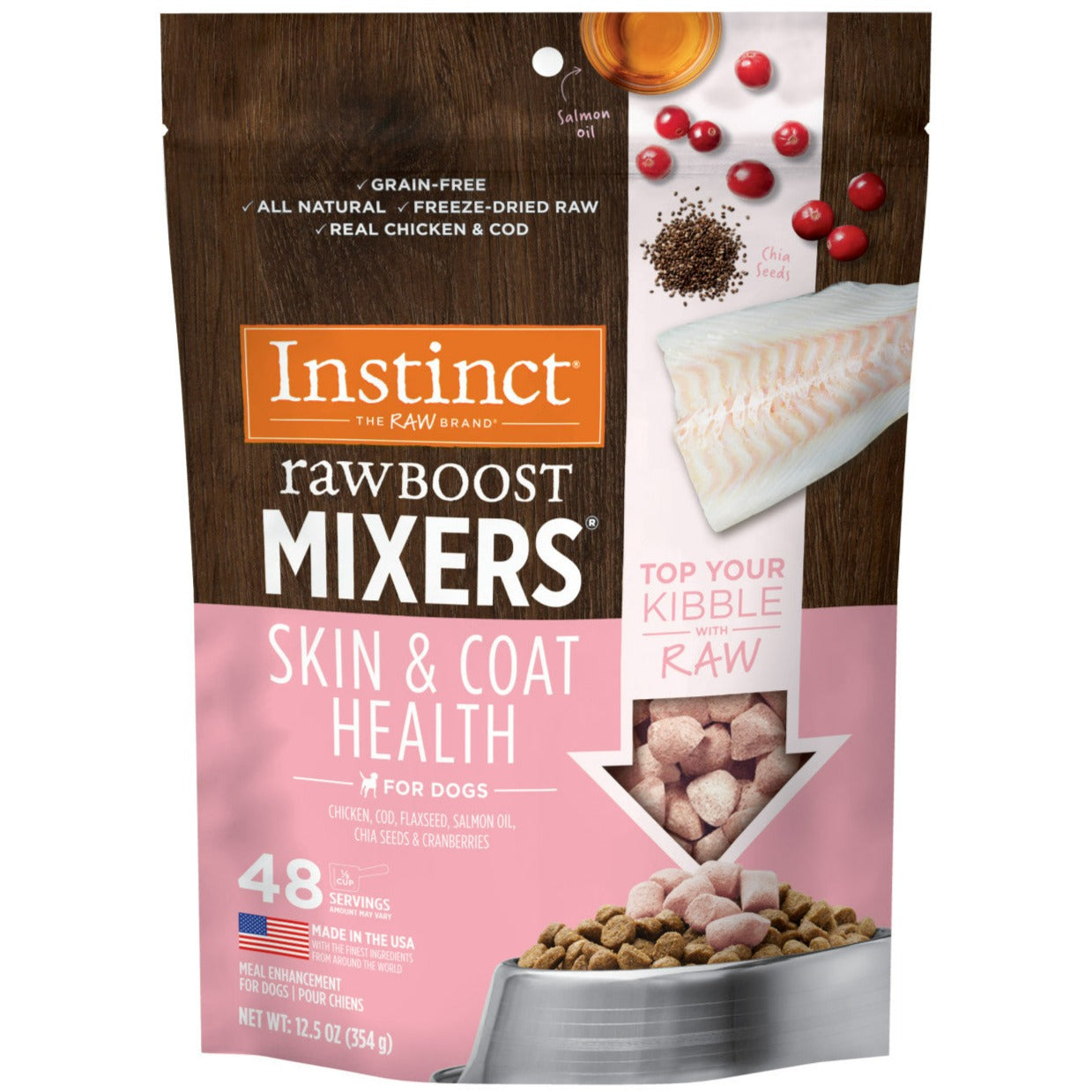 Instinct Raw Boost Mixers - Grain Free Dog Food Topper for Skin & Coat Health | High Protein Freeze Dried Raw Dog Food | Perfect for Picky Eaters & Sensitive Stomachs | Use as Meal Enhancer or Training Treats