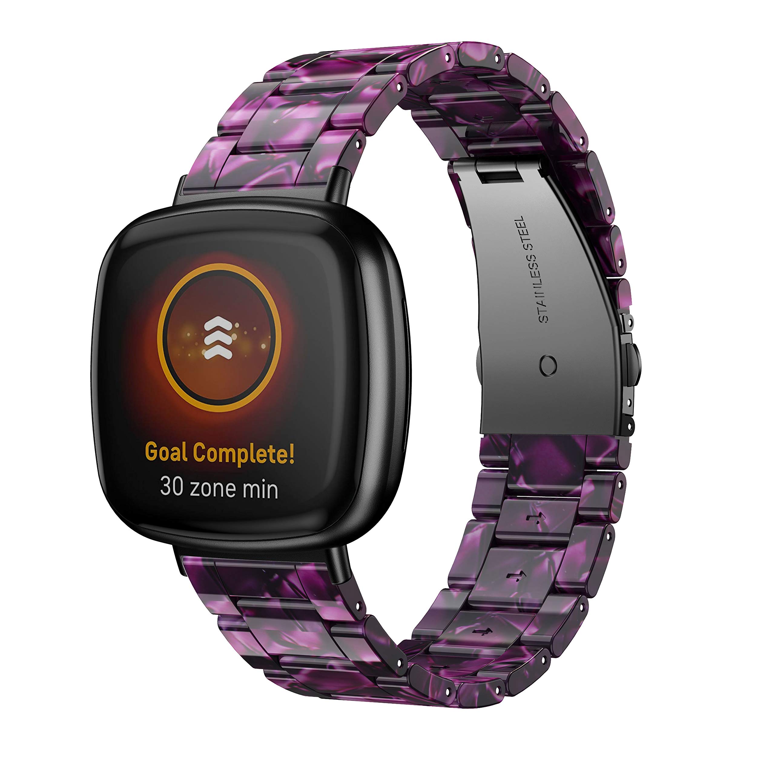 Fitbit Versa 3/Sense Resin Watch Band - Purple Stainless Steel Buckle for Men & Women | Gym & Daily Wear