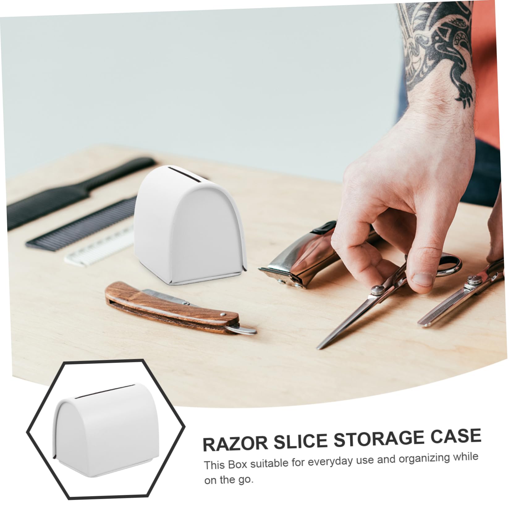 White Creative Barber Blades Holder - Wrought Iron Razor Storage Case & Safety Razor Bank | Perfect for Salon Organization & Barber Shop Display