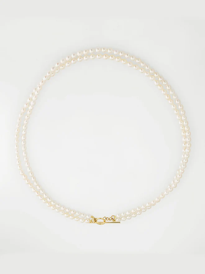 Elegant Double Pearl Strand Toggle Necklace for Women - Perfect for Weddings, Parties & Special Occasions