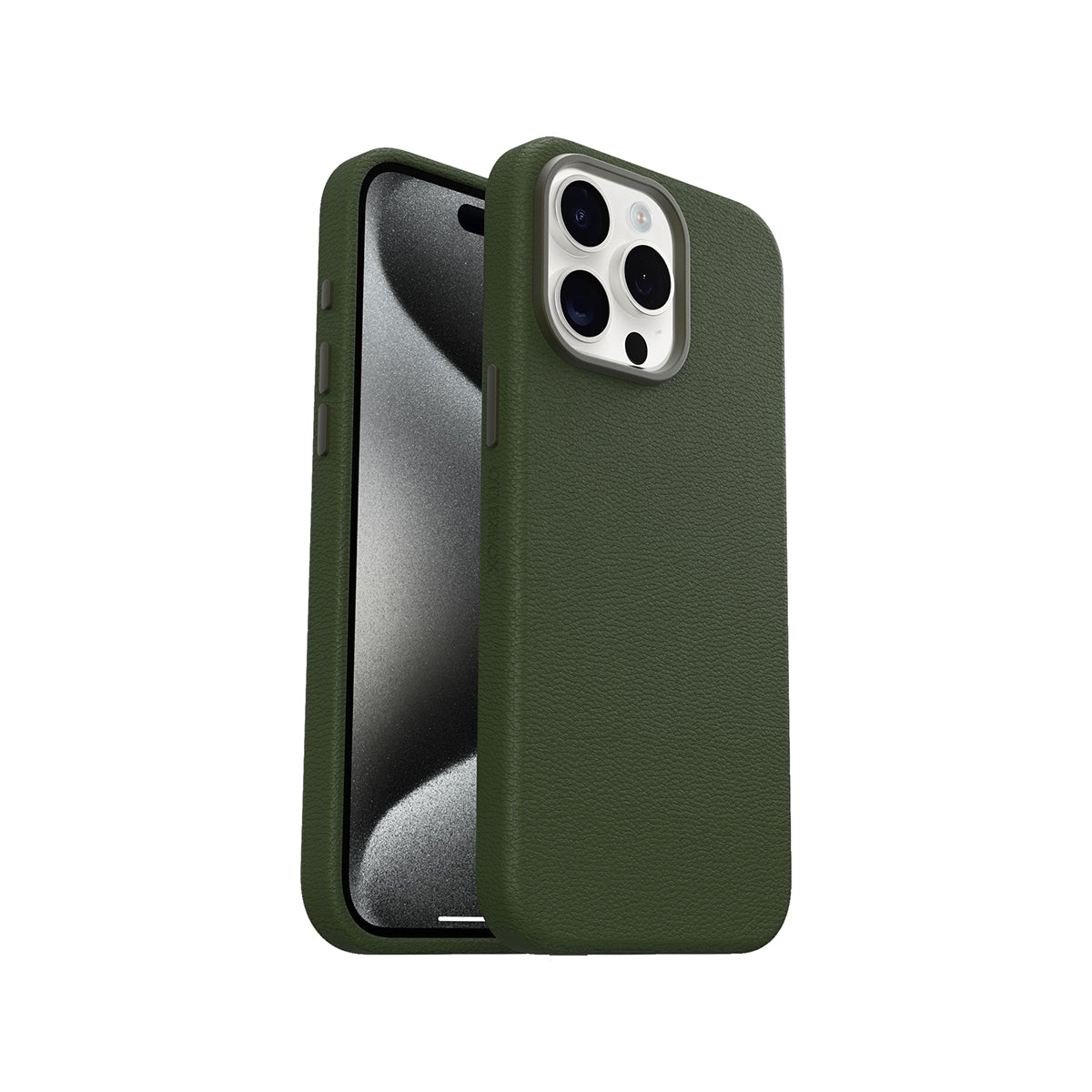 OtterBox Symmetry Cactus Leather Phone Case for iPhone 15 Pro Max - Premium Vegan Leather, Slim Protective Cover, Wireless Charging Compatible - Perfect for Outdoor Adventures & Eco-Conscious Users