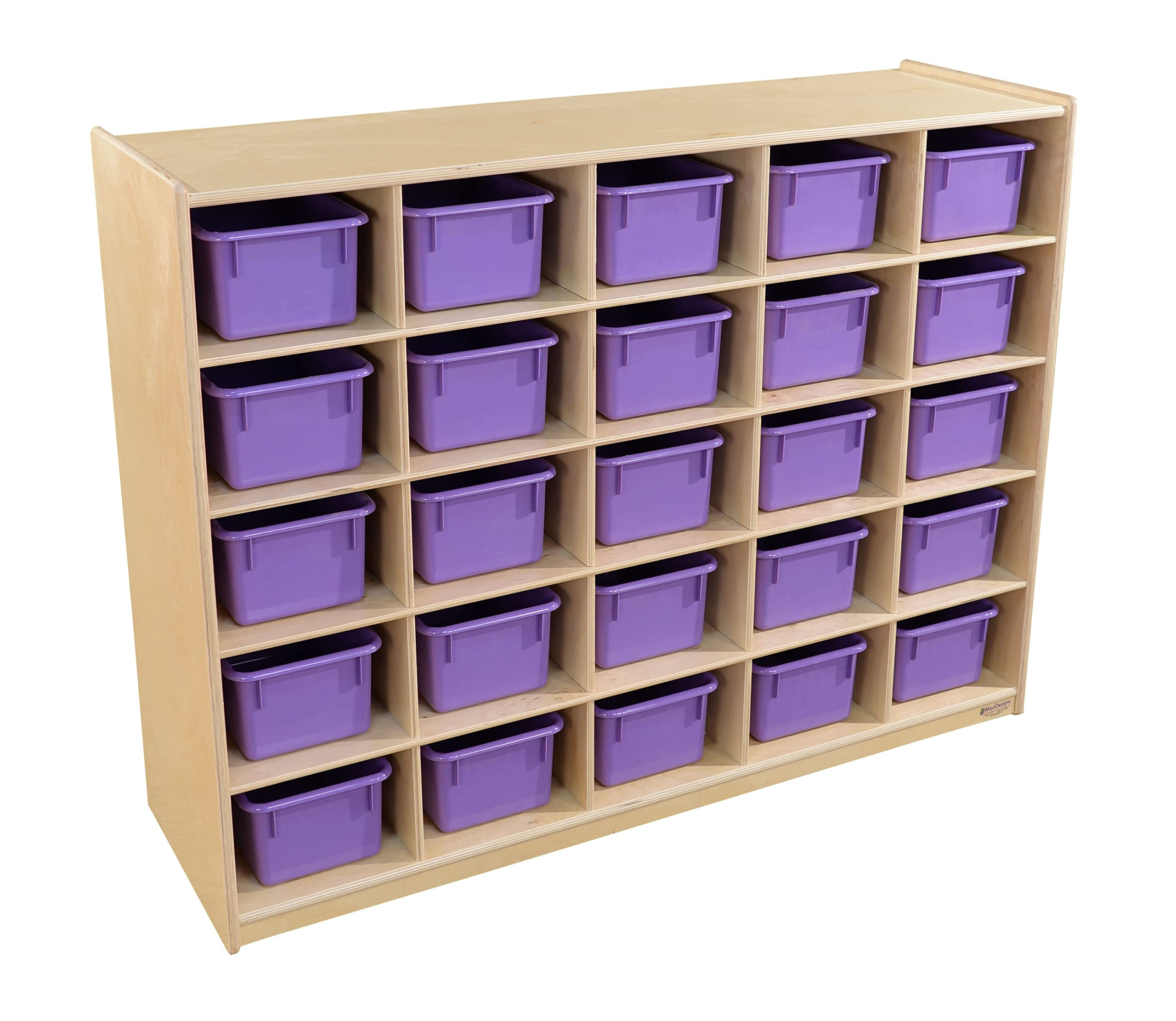 Wooden Storage Organizer with 25 Purple Trays - Perfect for Craft Room, Office, or Classroom Organization