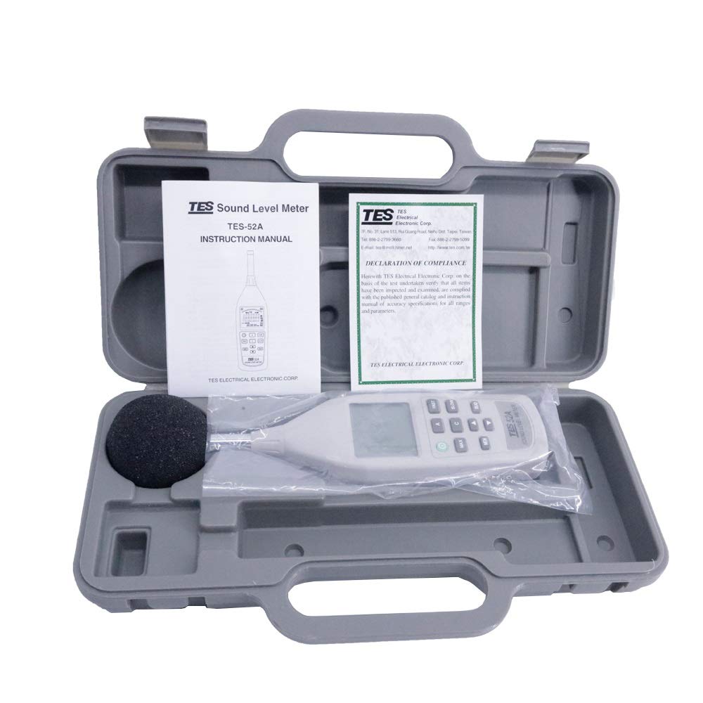 TES-52AA Digital Sound Level Meter - Portable Handheld Noise Meter 26dB to 130dB Range, Decibel Tester for Home, Workplace & Industrial Noise Measurement (Ideal for Factories, Construction Sites & Office Environments)