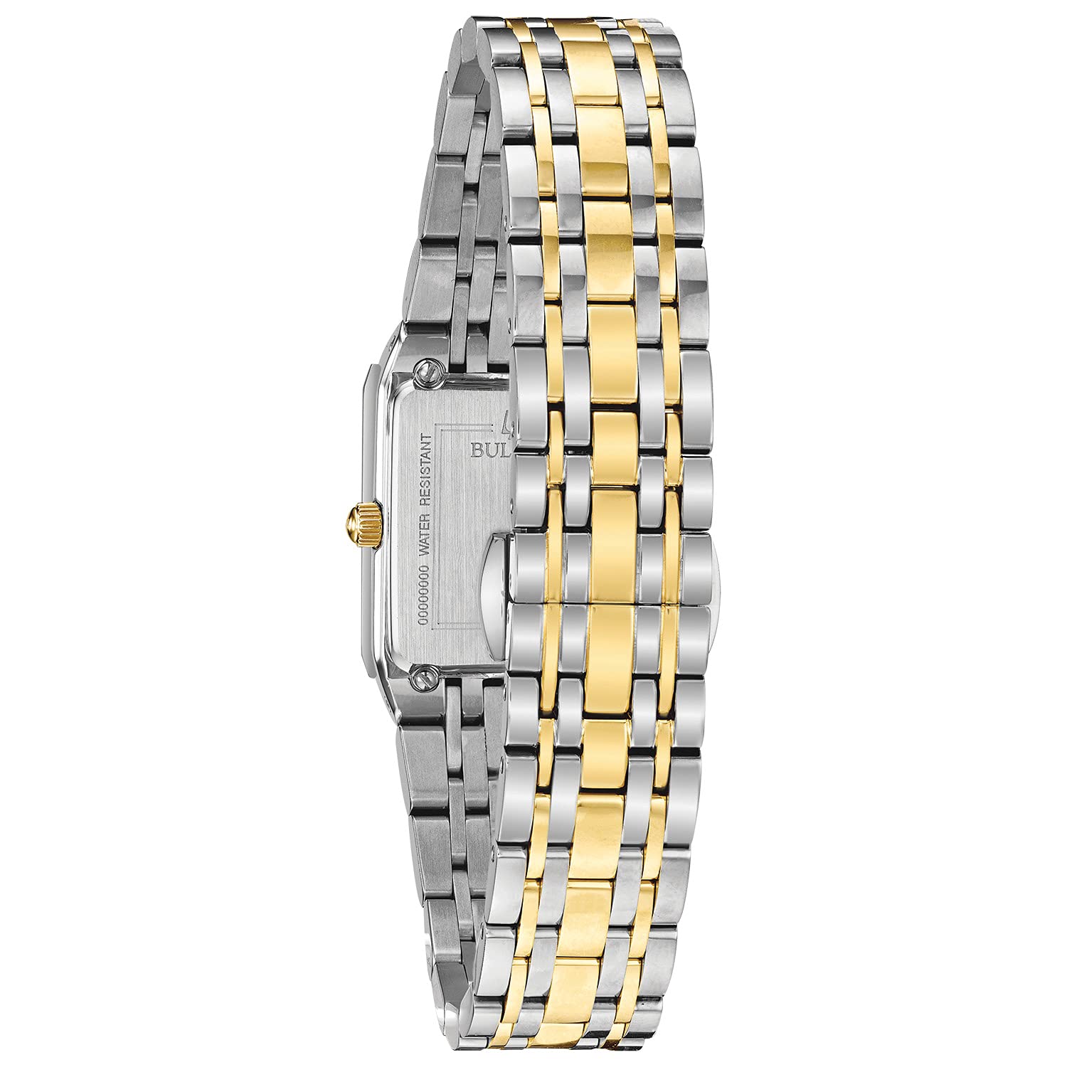 Bulova Ladies' Modern Quadra Two-Tone Stainless Steel Watch with Blue Dial & Diamond Markers - 3-Hand Quartz Movement, Water Resistant - Perfect for Business, Casual & Special Occasions
