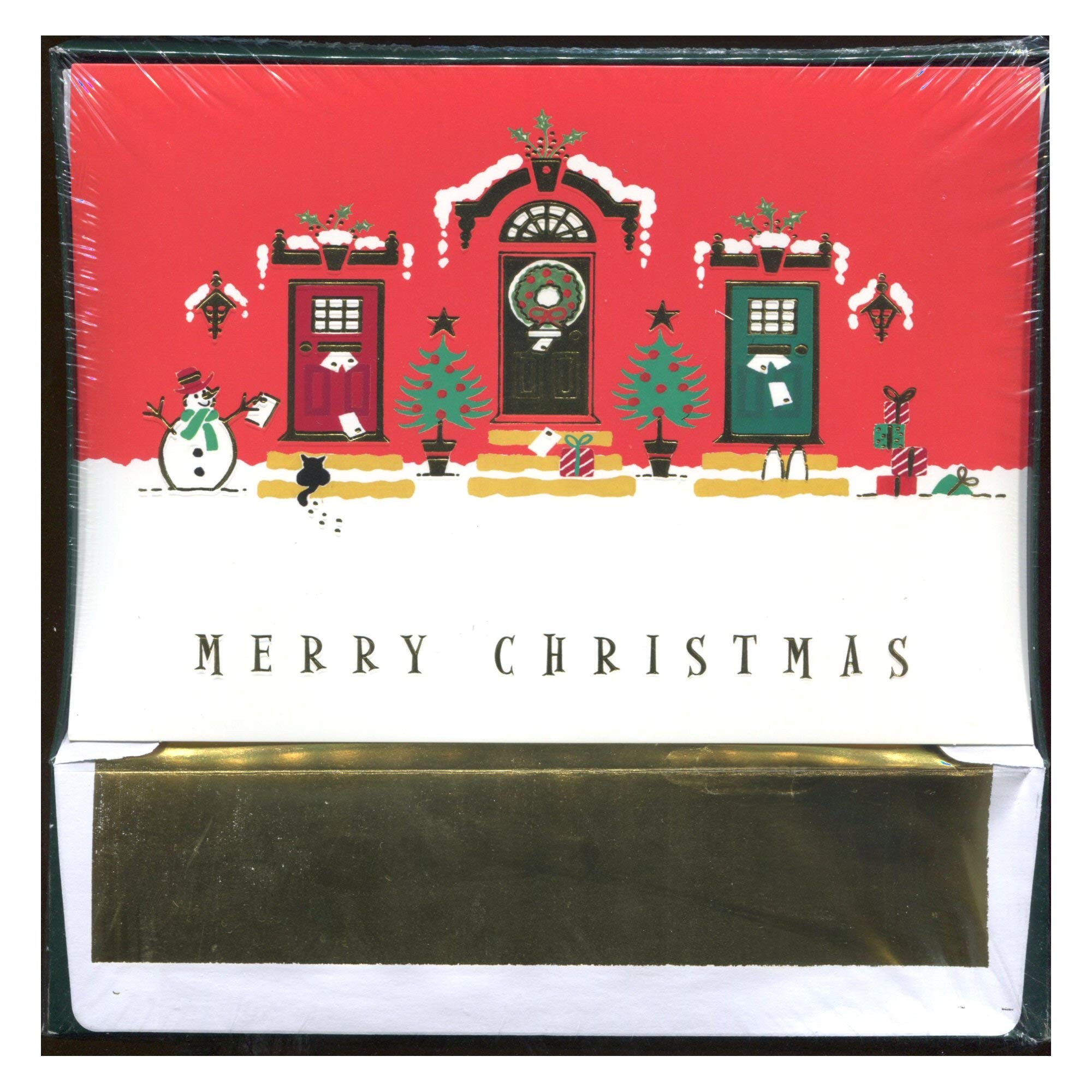Premium Foil Embossed Christmas Holiday Greeting Cards Set | 15 Elegant Cards & Envelopes | Holiday Doors Design | Perfect for Family, Friends & Office Holiday Wishes