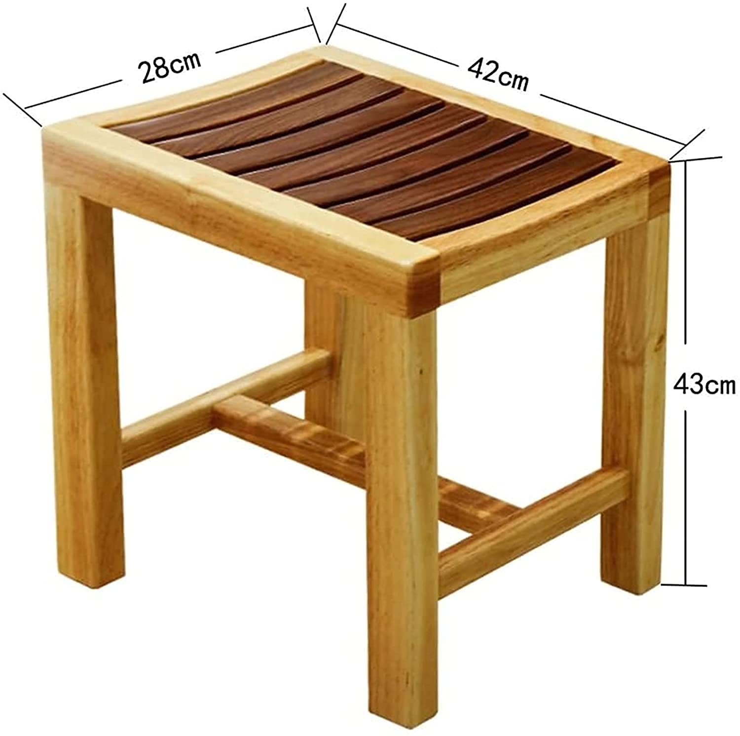 **Solid Wood Shower Stool - Non-Slip Bath Chair for Elderly & Handicap, Adjustable Shower Seat with Backrest, Waterproof Bathroom Bench for Safe Showering, Spa & Relaxation**    *(Use Cases: Ideal for seniors, disabled individuals, post-surgery recovery, or relaxing showers and spa treatments.)*