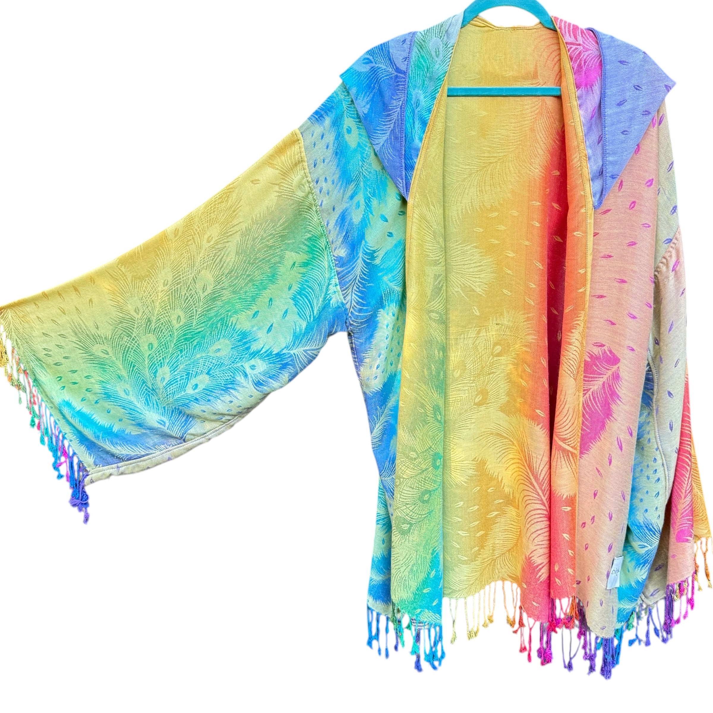 PASH ROBE Peacock Rainbow - Soft & Luxurious Women's Bathrobe for Spa, Lounge & Home Relaxation