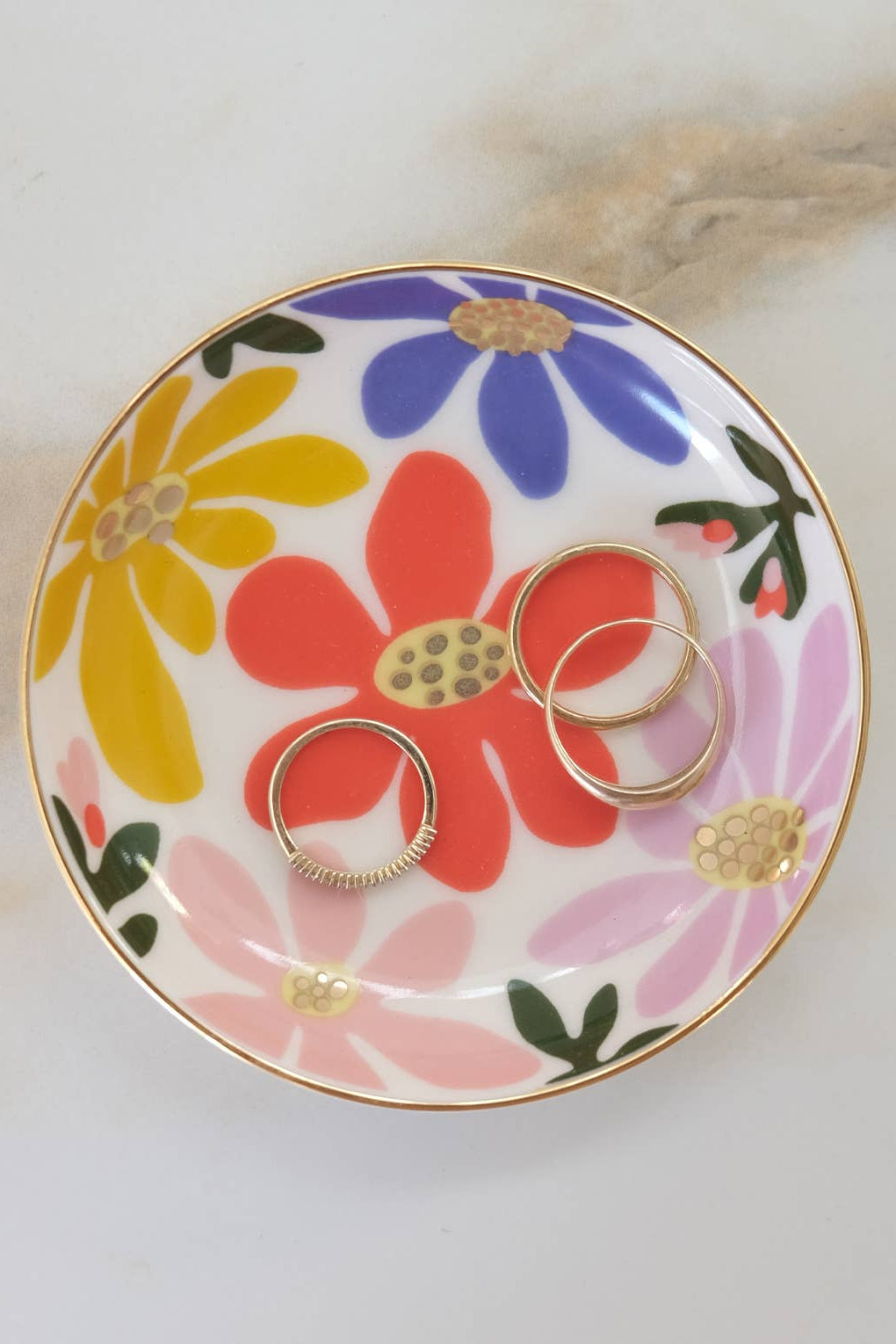 Primary Blooms Trinket Dish - Elegant Jewelry Tray for Rings, Earrings & Small Accessories | Perfect for Vanity, Dresser & Nightstand Organization