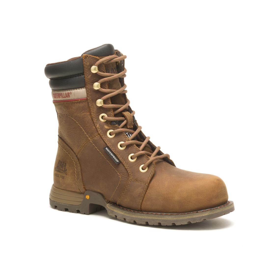 Echo Women's Steel Toe Waterproof Work Boots - Brown Safety Shoes for Construction, Warehouse & Outdoor Work - Slip Resistant & Comfortable