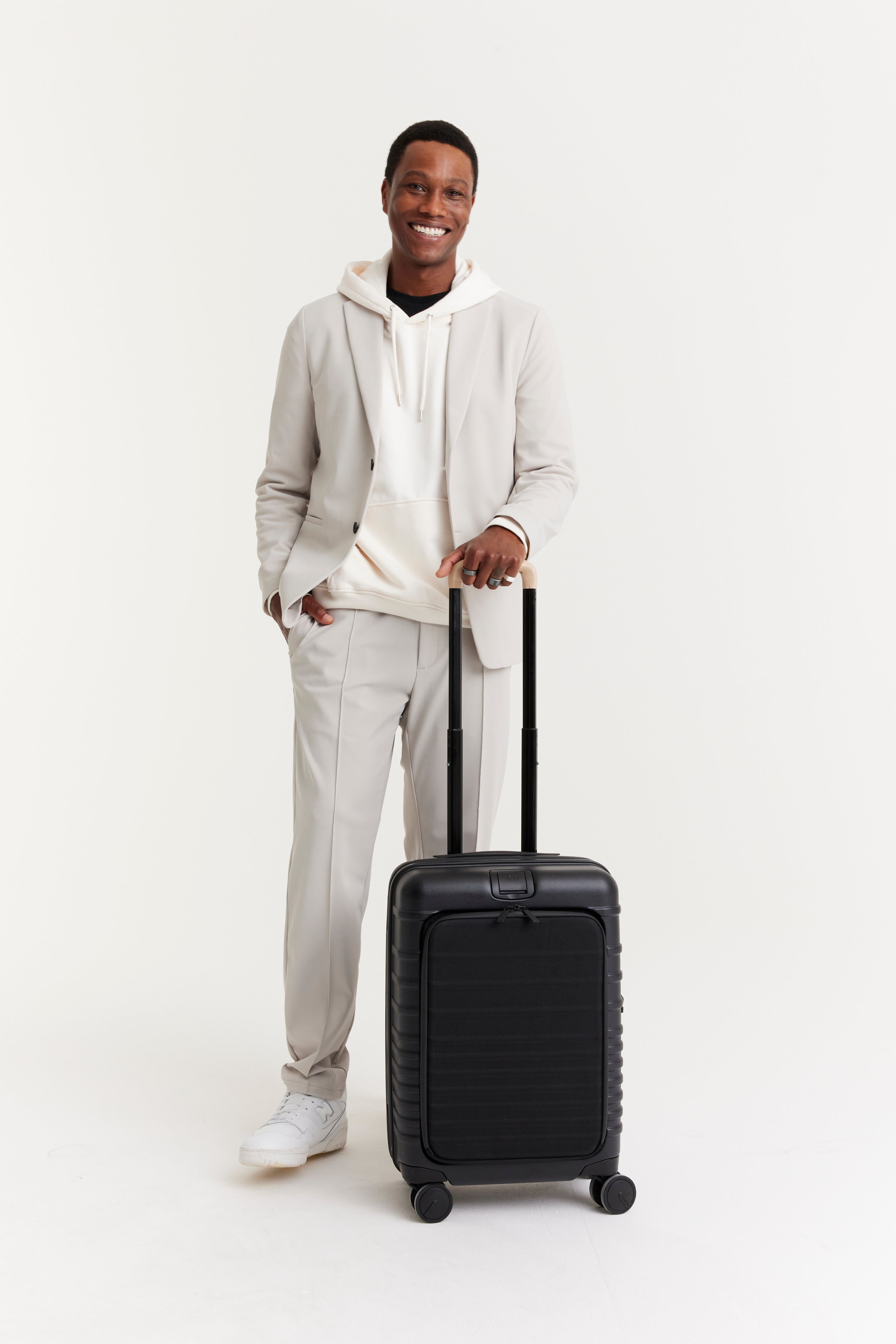 Black Front Pocket Carry On Roller Luggage - Perfect for Air Travel & Business Trips | Compact & Convenient Carry-On Suitcase