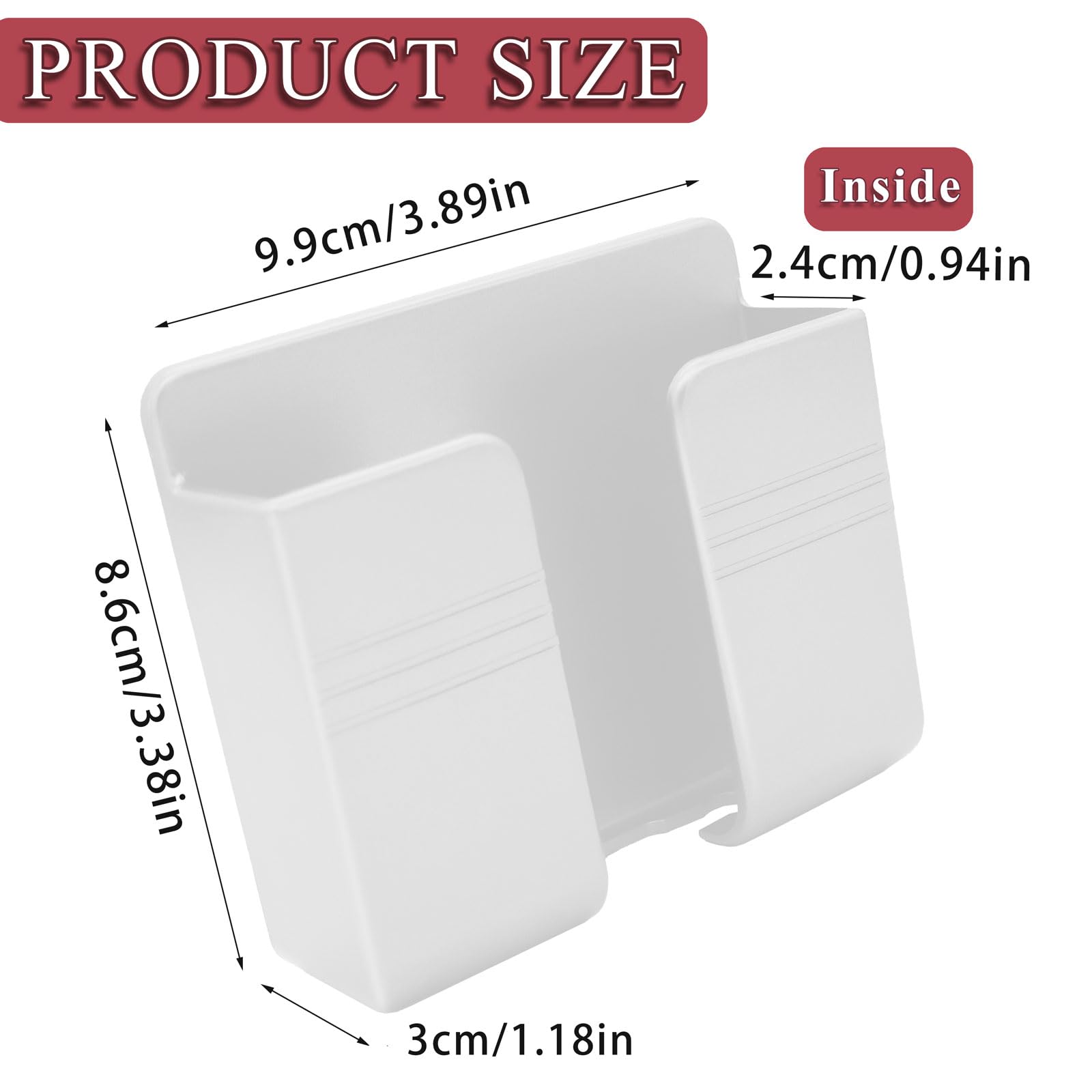 2PCS Adhesive Wall Mount Phone Holder with Cable Hole - Universal Remote Control & Smartphone Stand for Bedroom, Living Room, Bathroom, Kitchen & Office - Space Saving Organizer (White) - Perfect for Charging & Hands-Free Viewing While Cooking, Working or Relaxing