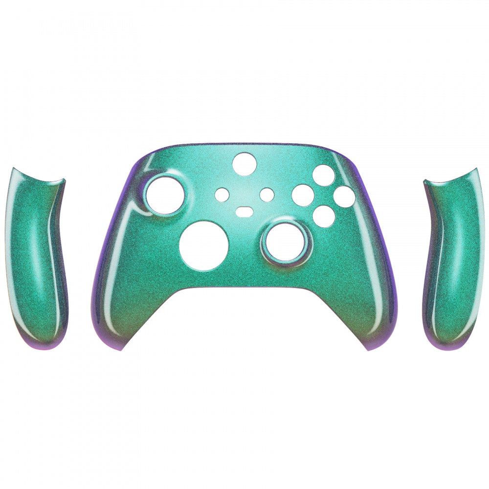 eXtremeRate Chameleon Green Purple Replacement Shell for Xbox Series X/S Controller - Custom Side Rails & Front Housing Faceplate (Controller Not Included) | Perfect for Gaming, Streaming & Esports Tournaments
