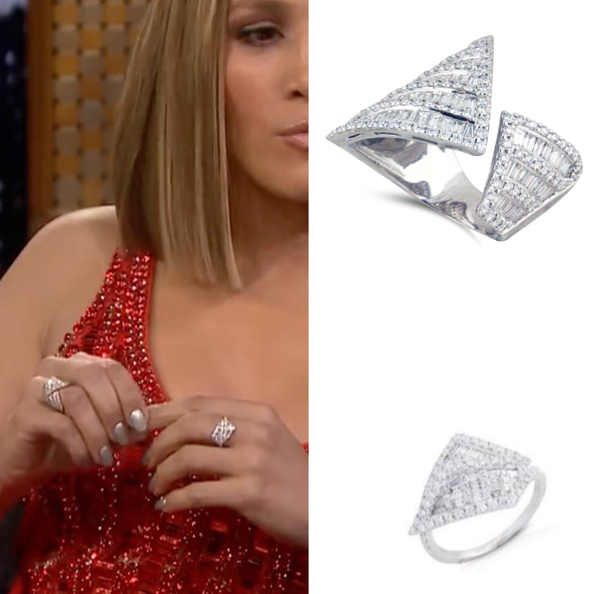 Origami Asymmetry Diamond Ring - Elegant & Unique Jewelry for Women | Inspired by Jennifer Lopez | Perfect for Weddings, Anniversaries & Special Occasions