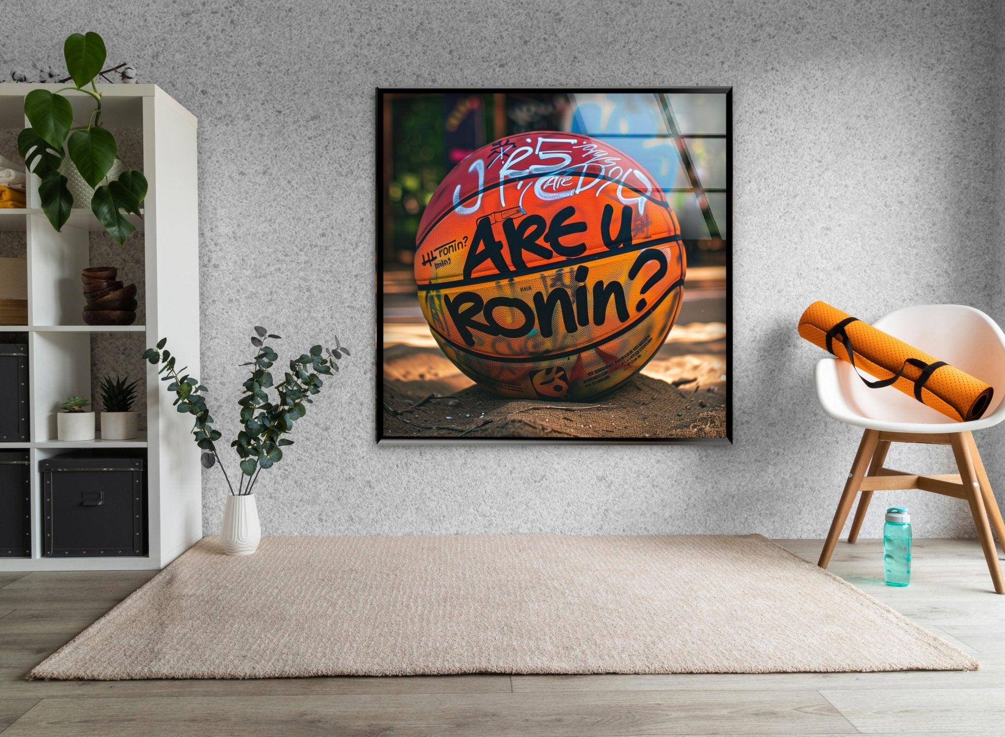 Basketball Glass Wall Art Decor - Sports Themed Home & Office Decoration - Perfect for Game Rooms, Man Caves, and Sports Bars