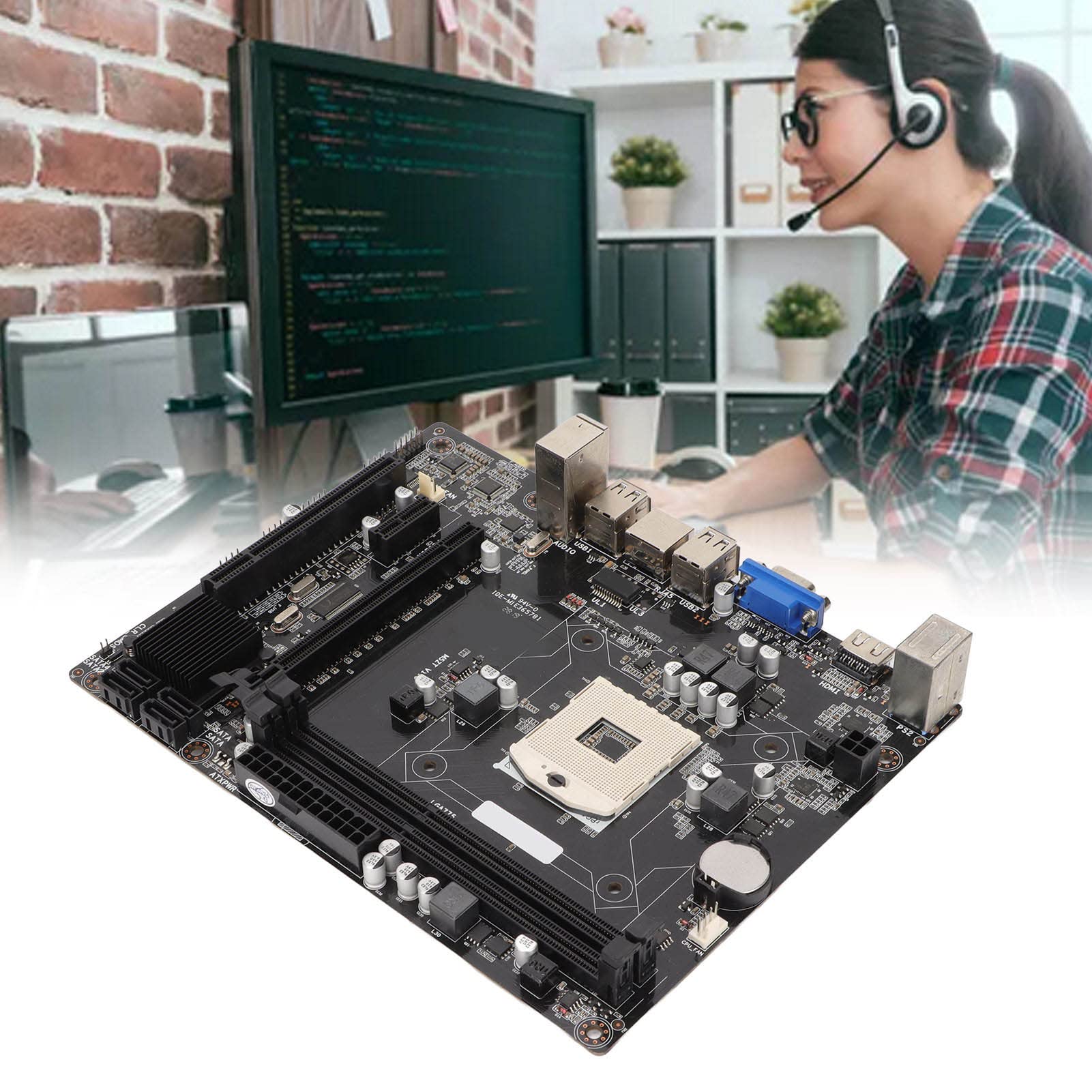 NestNiche 1288 Pin DDR3 Dual Channel Gaming Motherboard - Compatible with Intel Pentium, i3, i5, i7 Processors | VGA & HDMI Support | Ideal for Gaming PCs, Home Theater & Multimedia Workstations