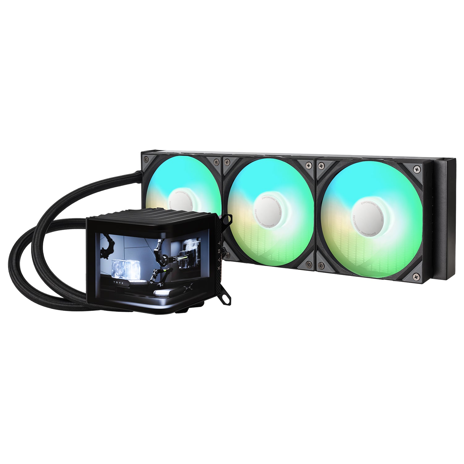 TRYX PANORAMA 360mm AIO Liquid CPU Cooler with ARGB Lighting - Black/White Options for High-Performance PC Gaming & Overclocking