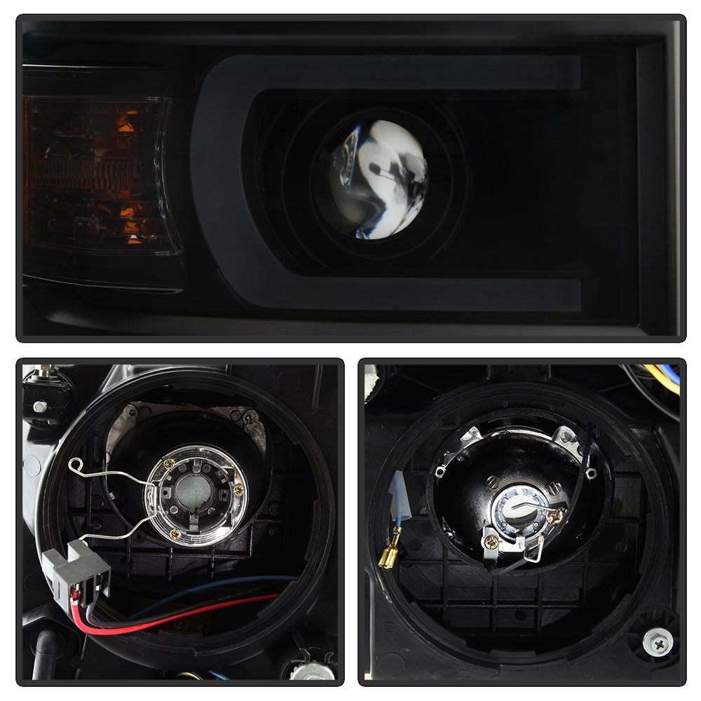 High Performance LED Light Tube DRL Headlights for Chevy Silverado 1500 (2014-2015) - Black/Smoked Lens - Upgrade Your Truck's Style & Visibility for Night Driving & Off-Road Adventures