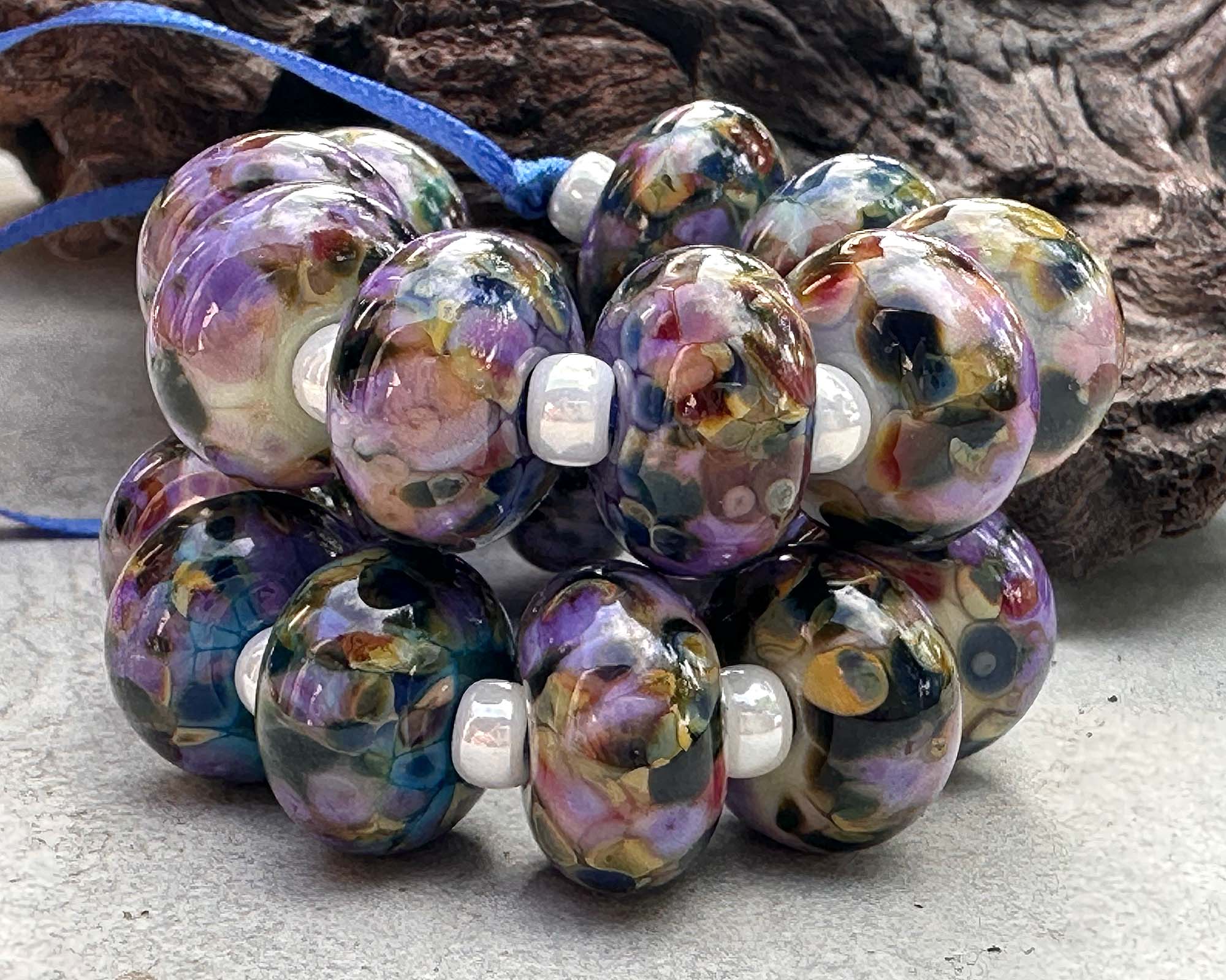 20-Piece Multicolor Mosaic Lampwork Glass Beads Set for Jewelry Making - DIY Bracelets, Necklaces & Craft Projects (SRA)