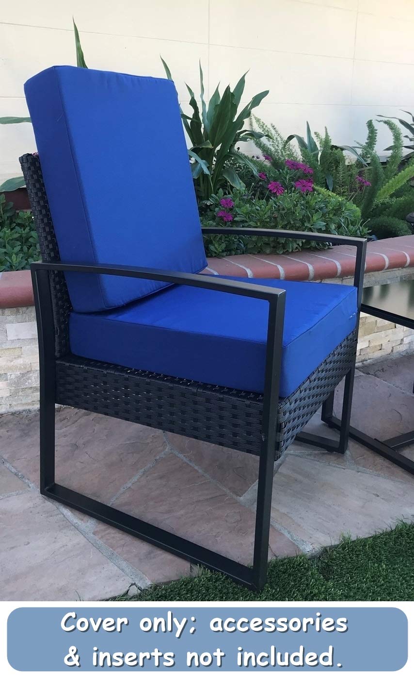 Premium Waterproof Outdoor Chair Cushion Covers - 24x22x4 Inches (Set of 2) - Royal Blue Patio Seat Pillows for Garden, Poolside & Deck Furniture - All-Weather Resistant & UV Protected