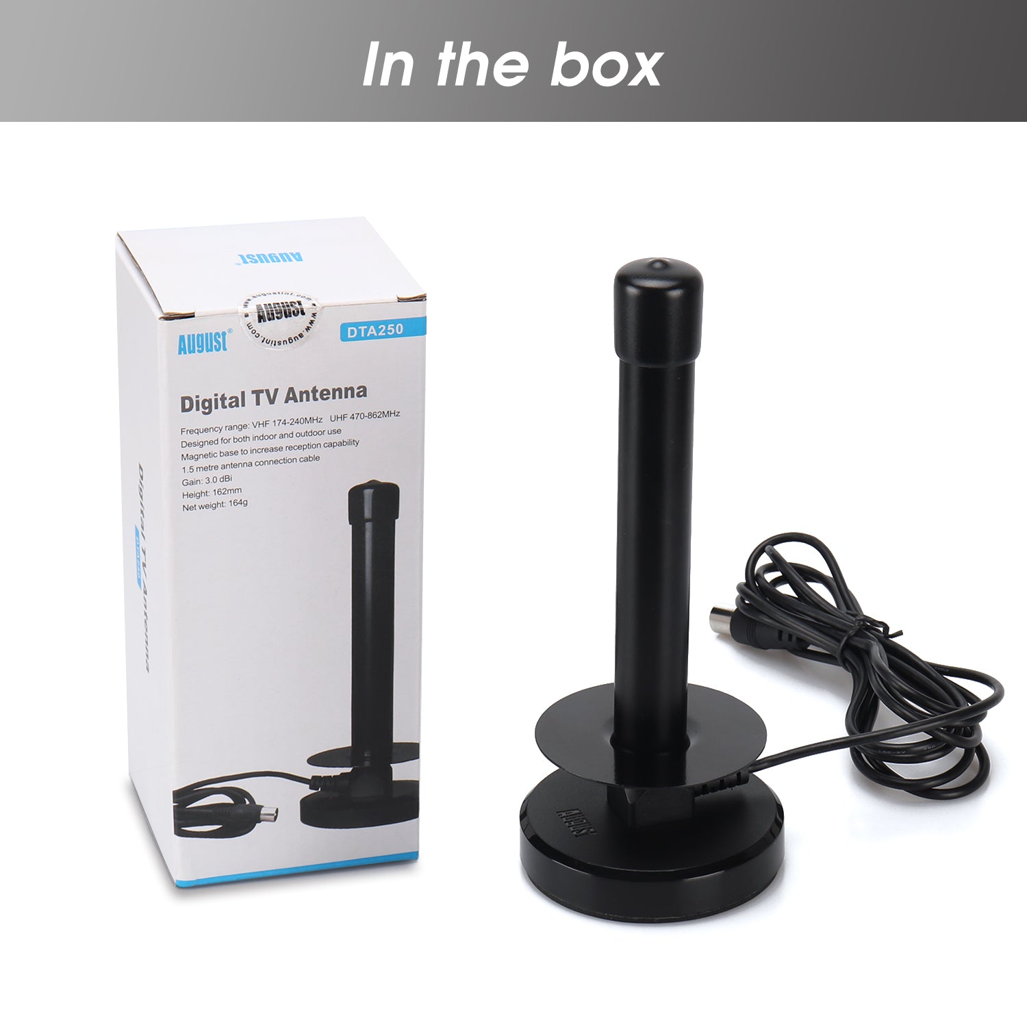 High Gain HD Freeview TV Aerial Antenna with Magnetic Base - Indoor/Outdoor DAB FM Digital Signal Booster for Clear Reception | Perfect for Home, RV & Camping