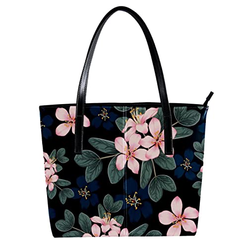 Stylish Large Leather Handbags for Women - Watercolor Peony Floral Design Top Handle Shoulder Satchel Hobo Purse | Perfect for Work, Travel & Everyday Use