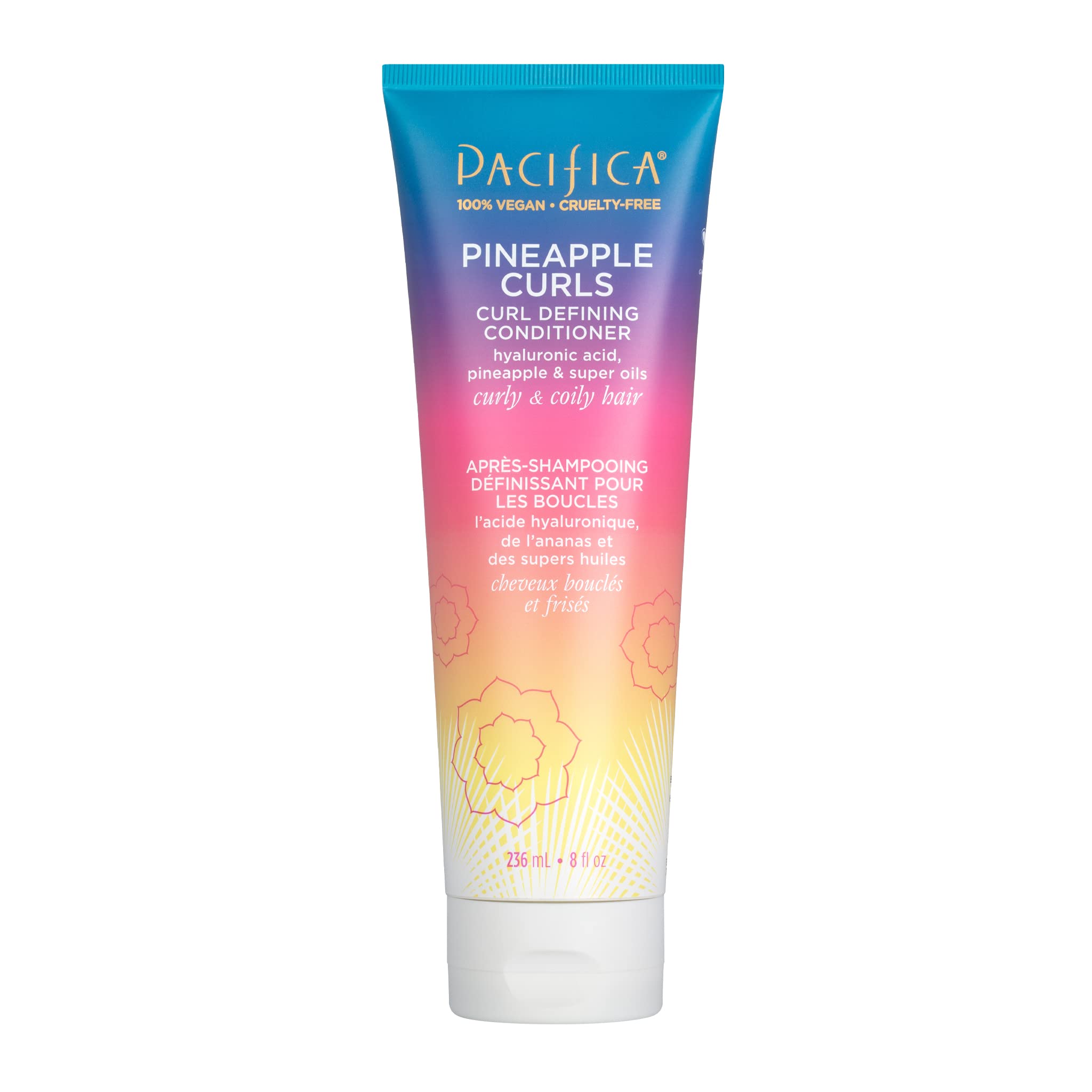 Pacifica Beauty Pineapple Curls Defining Natural Conditioner for Curly, Coily & Textured Hair - Sulfate Free, Silicone Free, 100% Vegan & Cruelty Free - Hydrating Hair Care with Tropical Pineapple Scent | Perfect for Daily Use & Curly Hair Routine