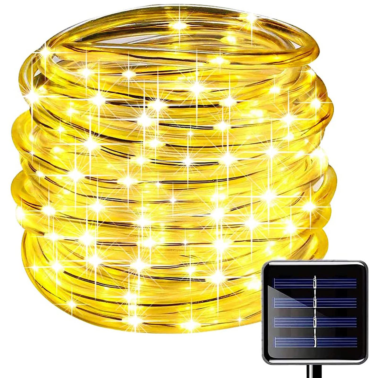 200 LED 66ft Solar Rope Lights Outdoor Waterproof - 20M Copper Wire String Lights for Garden, Yard, Fence, Tree, Wedding & Party Decoration (Warm White) | Perfect for Patio, Pathway, and Landscape Lighting